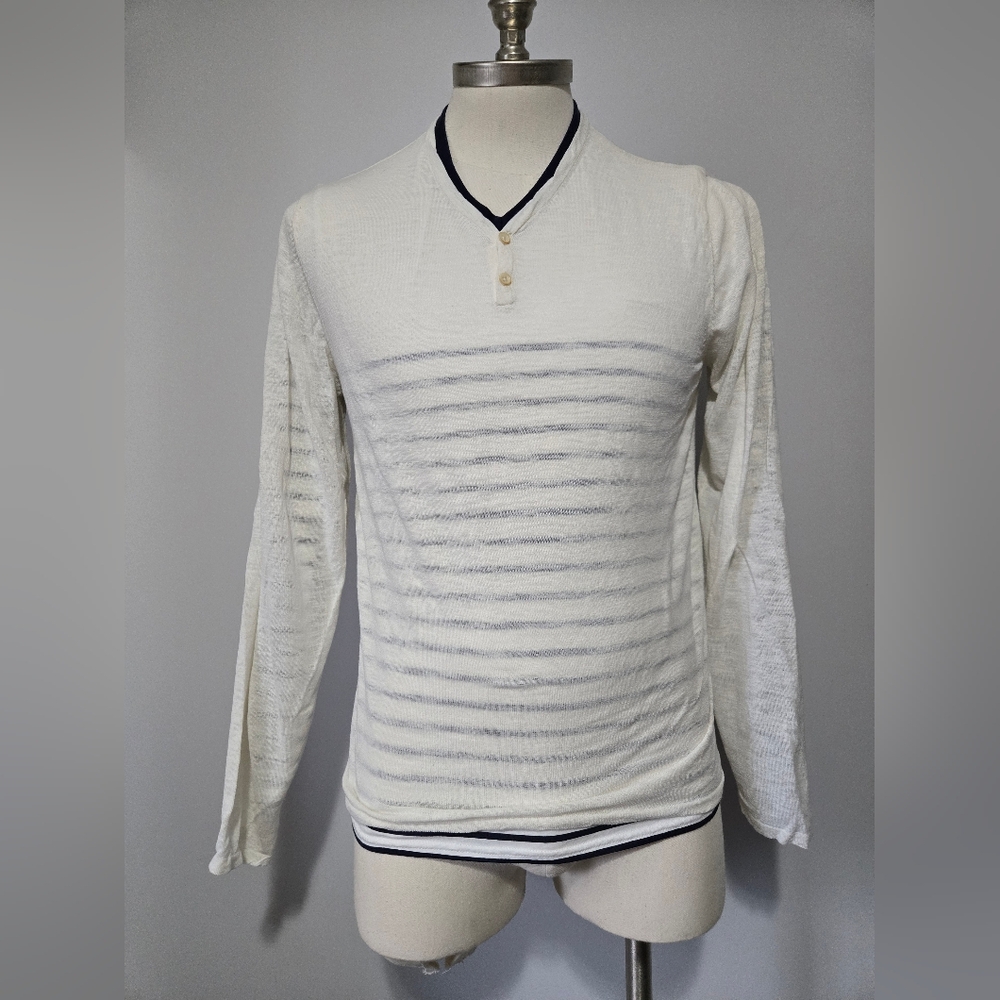 7 FOR ALL MANKIND layered Cotton Long Sleeve V Neck Top. Size Medium